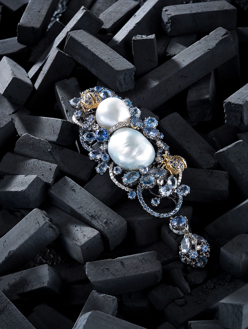 Lugano Diamonds White Pearl Ladybug Brooch